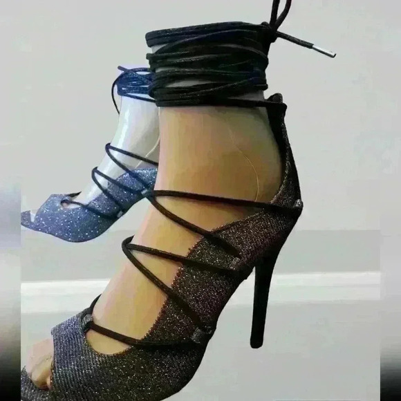 Charlotte Russe Shoes - Charlotte Russe Glitter Lace Up stilettos. Sz 7